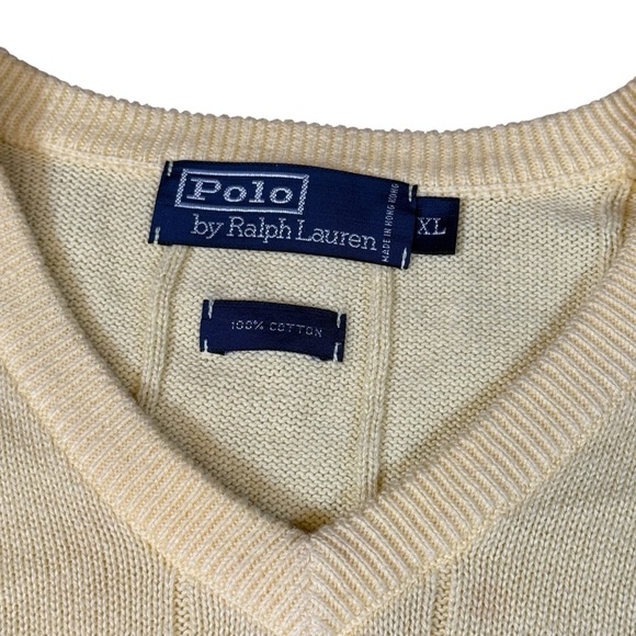 POLO RALPH LAUREN Sweater Mens XL Golf Vest V-Neck Jumper Pullover Yellow - Picture 2 of 3